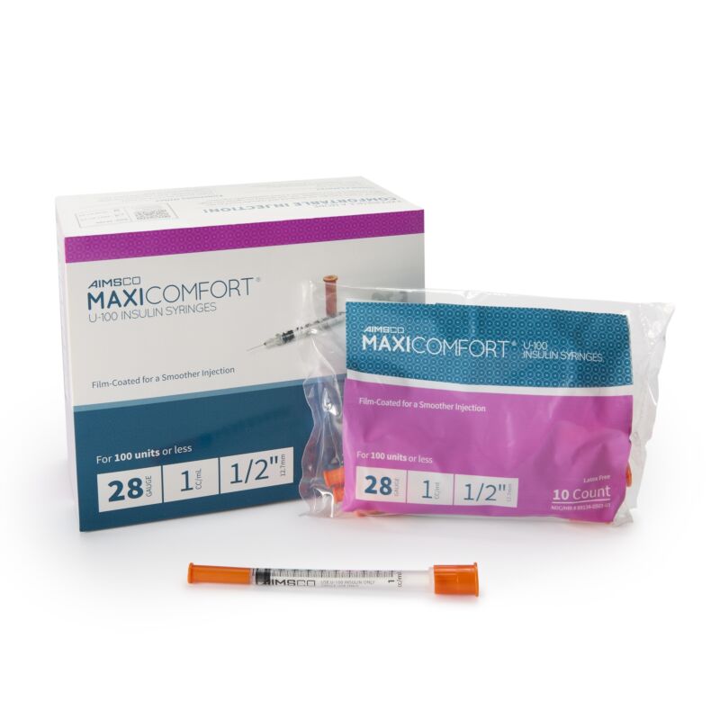 SYRINGE, INSULIN 1CC 28GX11/2 (100/BX 5BX/CS)503